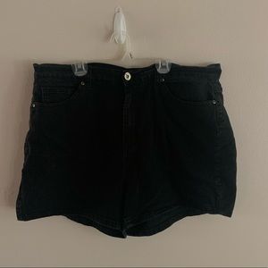 Black denim shorts